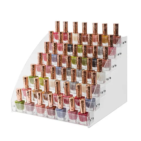 Clear Acrylic Nail Polish Rack Multi-tier Desktop Cosmetics Storage Box Splicing Display Stand Plastic Organizer For Home Shop