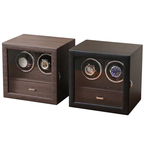 Carica Orologi Automatico Doppio Rotatore Verticale Pelle PU Cassetto Gioielli Motore Silenzioso Scatola Orologi Meccanici