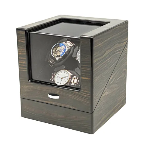 Caricatore Automatico per Orologi Meccanici in Venatura del Sandalo Dorato Lucido Scuotitore Intelligente Silenzioso in MDF Camoscio Scatola per Orologi
