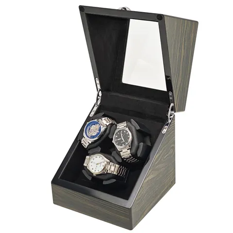 Caricatore Automatico per Orologi Meccanici in Venatura del Sandalo Dorato Lucido Scuotitore Intelligente Silenzioso in MDF Camoscio Scatola per Orologi