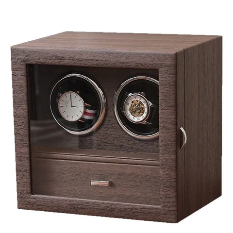 Carica Orologi Automatico Doppio Rotatore Verticale Pelle PU Cassetto Gioielli Motore Silenzioso Scatola Orologi Meccanici