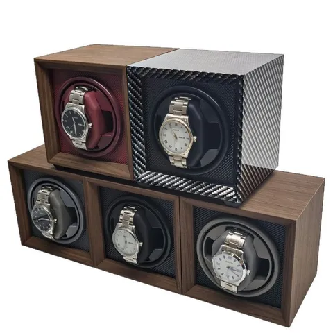 Vintage Walnut Wood Automatic Watch Winder Silent Motor Single Watch Rotator Display Box Mechanical Watch Shaker Case For Home