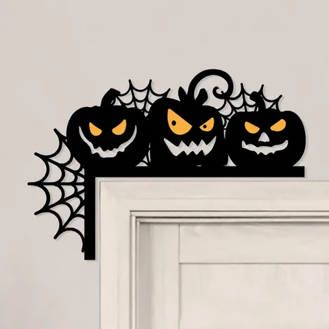 Decorazione per Angolo della Porta di Halloween in Legno Zucca Fantasma Corvo Insegna Architrave Decorazione Murale Festiva