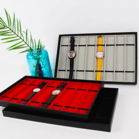 Vassoio per Esposizione Orologi Professionale in Pelle PVC Organizzatore per Cinturini Vetrina Gioielli per Mercato Notturno Negozio