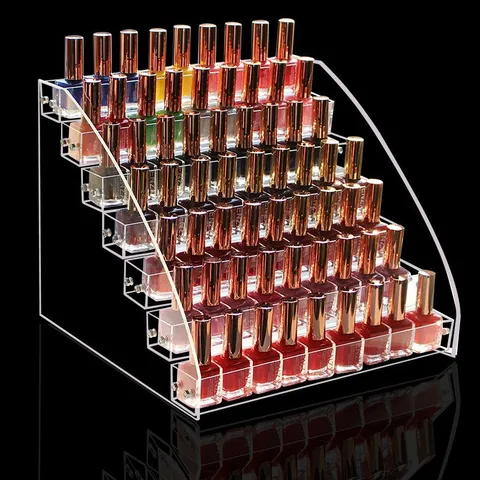 Clear Acrylic Nail Polish Rack Multi-tier Desktop Cosmetics Storage Box Splicing Display Stand Plastic Organizer For Home Shop