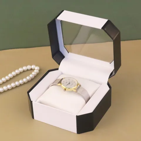 Boîte à Montre Octogonale en Plastique Minimaliste Avec Fenêtre Transparente Étui de Rangement Pour Montres Bijoux Organisateur