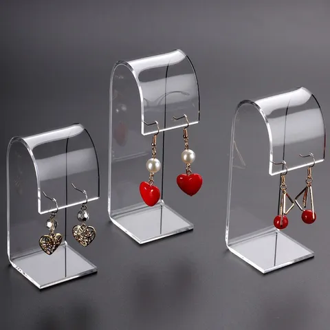 Clear Acrylic Earring Display Stand Collection U-Shaped Stud Earring Holder Jewelry Showcase Organizer Rack For Shop Home Decor