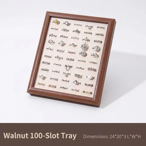 High-End Walnut Wood Jewelry Display Tray Photo Frame Design Ring Earring Storage Holder Counter Jewelry Display Stand