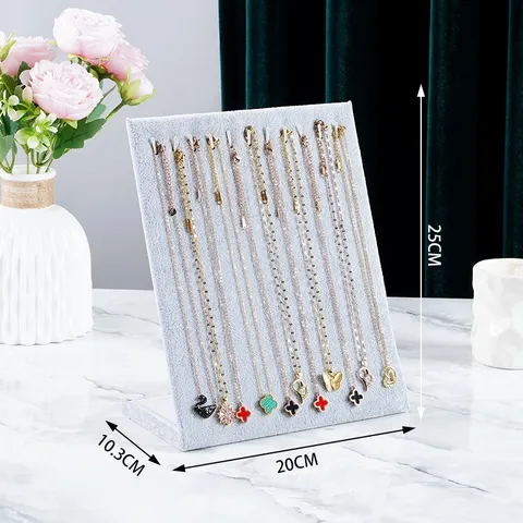 L-Shaped Velvet Jewelry Display Stand Necklace Bracelet Organizer Board Jewelry Display Holder Rack Home Store Jewelry Props