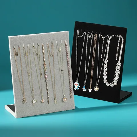 L-Shaped Velvet Jewelry Display Stand Necklace Bracelet Organizer Board Jewelry Display Holder Rack Home Store Jewelry Props