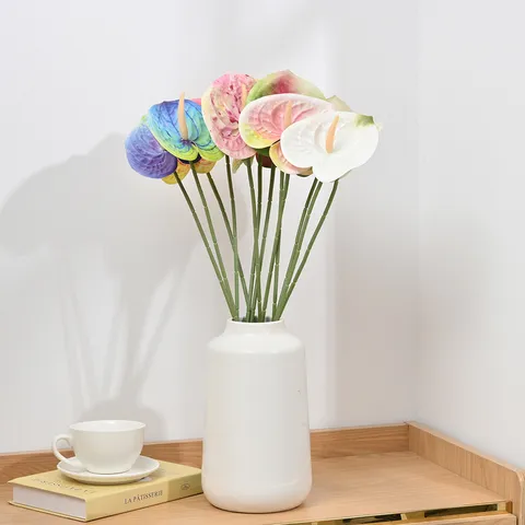 Artificial Anthurium Flower Single Branch 3D Printed Flamingo Flower Silk Plant For Home Wedding And Party Decor