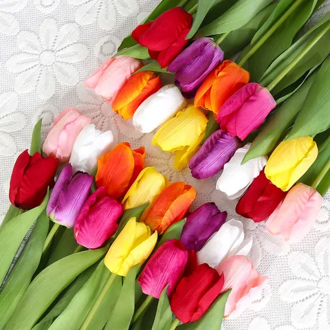 Künstliche Tulpen Blumen PU Echte Berührung Falsche Blume Simulation Blumenstrauß Für Zuhause Hochzeit Party Dekoration