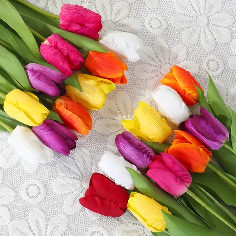Künstliche Tulpen Blumen PU Echte Berührung Falsche Blume Simulation Blumenstrauß Für Zuhause Hochzeit Party Dekoration