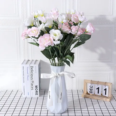 Künstliche Eustoma Seidenblume 3 Köpfe Falsche Blumen Für Zuhause Hochzeit Party Dekor Lebensechte Blumenarrangement