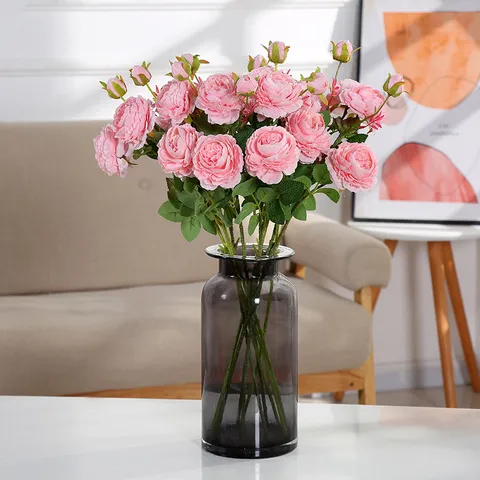 Europäischer Kern Umwickelter Pfingstrose Westliche Rose Künstliche Blume Heim Wohnzimmer Hochzeit Dekorative Falsche Blumenstrauß