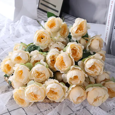 Spring Artificial Peony Silk Flowers Small Peony Bouquet For Home Wedding Decoration Silk Flower Arrangement