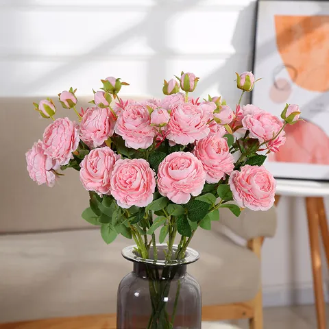 Europäischer Kern Umwickelter Pfingstrose Westliche Rose Künstliche Blume Heim Wohnzimmer Hochzeit Dekorative Falsche Blumenstrauß