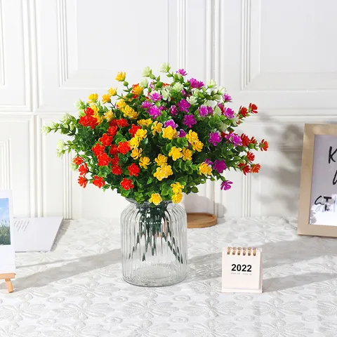 Artificial Eucalyptus Rose Plastic Flowers Fake Flowers For Home Outdoor Wedding Decorative Greenery Plants