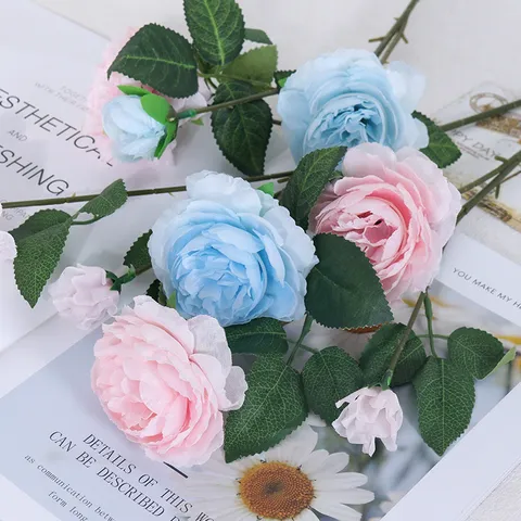 Künstlicher Pfingstrosen Seidenblumenstrauß Falsche Rose Europäischer Stil Für Zuhause Wohnzimmer Hochzeitsfeier Blumenarrangement