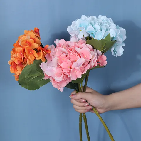 Artificial Hydrangea Single Stem Silk Flower European Style Fake Flower For Home Living Room Balcony Wedding Party Decoration