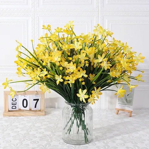 Künstlicher Orchideen Blumenstrauß Falsche Seidenblumen Kunststoff Pflanzen Für Home Dekor Tisch Hochzeit Party Blumenarrangement