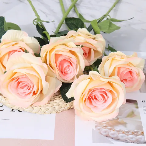 Einzelner Künstlicher Rosenblütenstiel Falsche Seidenrose Für Hochzeitsstrauß Heim Büro Schreibtisch Dekoration Blumenarrangement