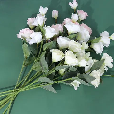 Künstlicher Eustoma Seidenblumenstrauß Falsche Blumen Für Hochzeit Heimdekoration Fotografie Requisiten Blumenarrangement