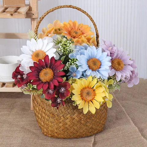 Künstliche Seide Sonnenblume Hortensie Blumenstrauß Frisch Ländlich Stil Blumenarrangement Für Hochzeit Heimdekoration