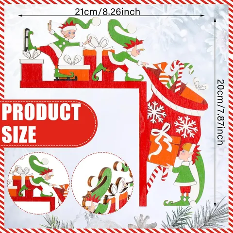 Segnale d'Angolo per Porta di Babbo Natale di Natale in Legno Decorazione Natalizia Creativa Ornamento Sospeso per Telaio della Porta
