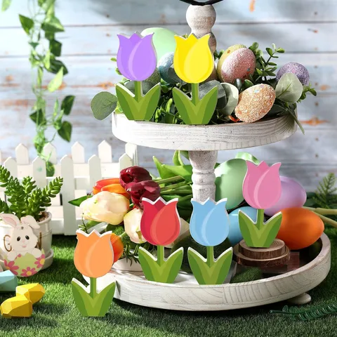 Mother's Day Tulip Tiered Tray Decor Colorful Floral Table Centerpiece PVC Foam Board Party Supplies Home Decorations