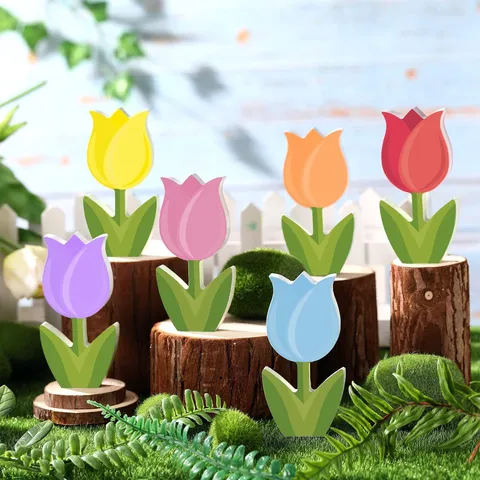 Mother's Day Tulip Tiered Tray Decor Colorful Floral Table Centerpiece PVC Foam Board Party Supplies Home Decorations