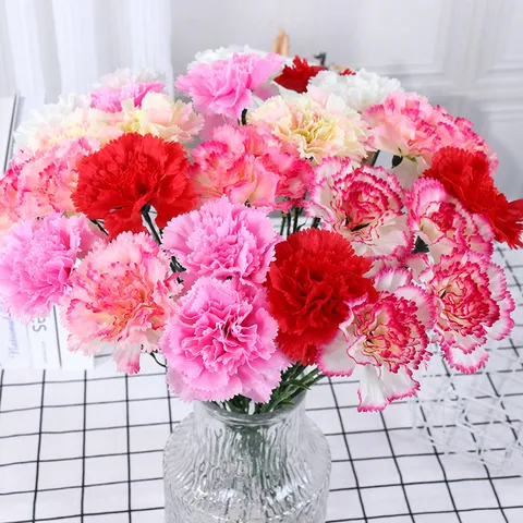 Kunstzijde Anjer Enkele Tak Nep Bloem Voor Moederdag Lerarendag Thuis Bruiloft Feest Decoratie