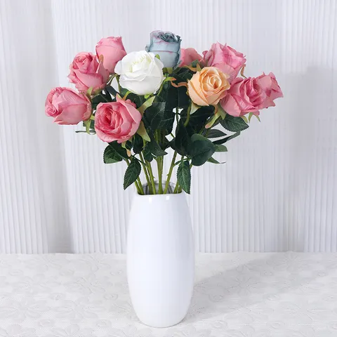 Künstliche Seidenrose Einzelstiel Bulgarien Rose Falsche Blumen Für Zuhause Hochzeit Party Fotografie Dekoration