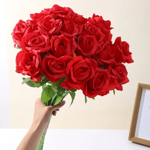 Künstliche Seidenrosen Blumen Einzelner Kopf Falsche Rosen Strauß Für Zuhause Hochzeit Dekoration Blumenarrangement Party Zubehör