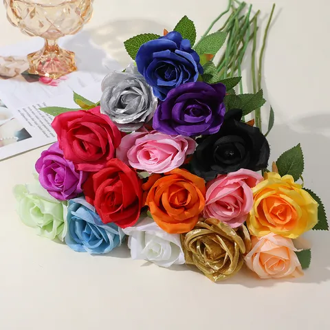 Künstliche Seidenrosen Blumen Einzelner Kopf Falsche Rosen Strauß Für Zuhause Hochzeit Dekoration Blumenarrangement Party Zubehör