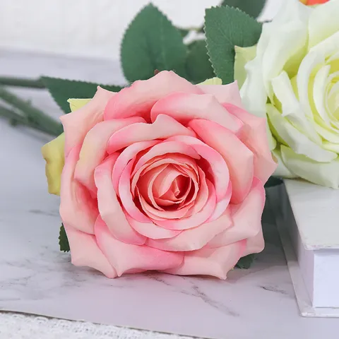 Artificial Silk Rose Single Head Short Branch Fake Flower For Home Wedding Decoration Hotel Interior Floral Arrangement
