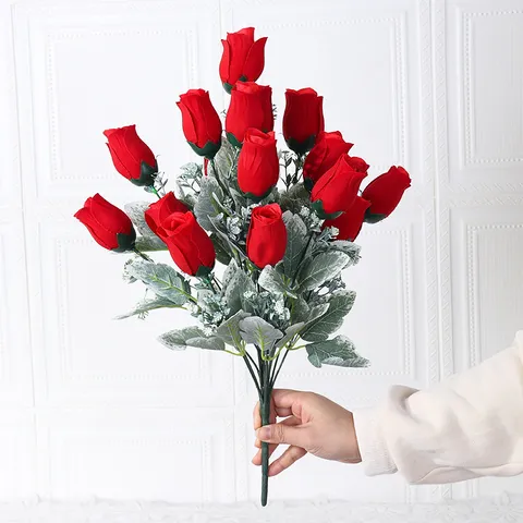 Künstlicher Rosenblumenstrauß Polyestergewebe Rote Rosen Für Heimdekoration Hochzeit Fotografie Requisiten Valentinstag Geschenk