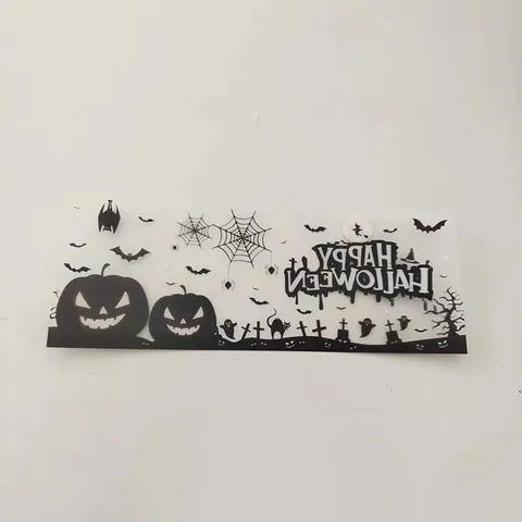 Halloween Pumpkin Bat Ghost Pattern Candle Lampshade Hollow Out Plastic Festive Atmosphere Party Decoration