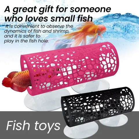 Kunststoff Betta Fisch Tunnel Spielzeug Aquarium Habitat Höhle Mit Saugnäpfen Aquarium Dekoration Zubehör Für Kleine Fische