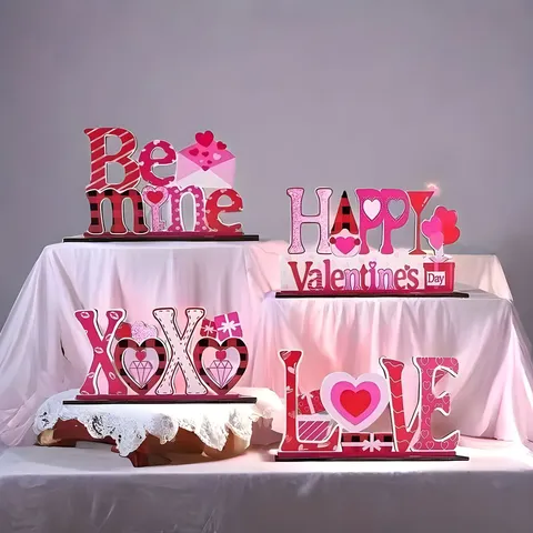 San Valentino Rosa Legno Centrotavola Cuore Vassoio Decorazione Romantico Matrimonio Festa Decorazione per la Casa