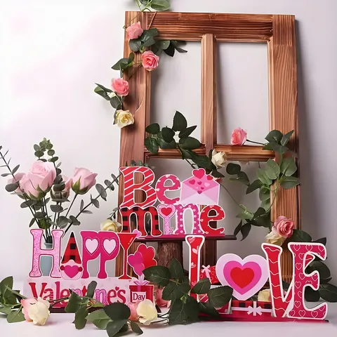 San Valentino Rosa Legno Centrotavola Cuore Vassoio Decorazione Romantico Matrimonio Festa Decorazione per la Casa