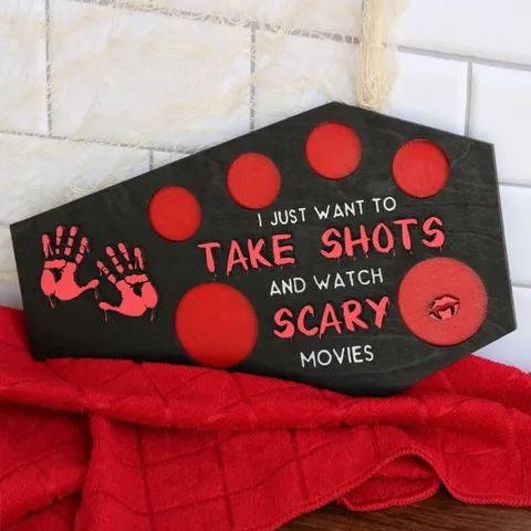 Halloween Houten Shot Tray Horror Party Decoratieve Tray Amerikaanse Stijl Tafelblad Ornament Voor Spooky Festival Feest Decor
