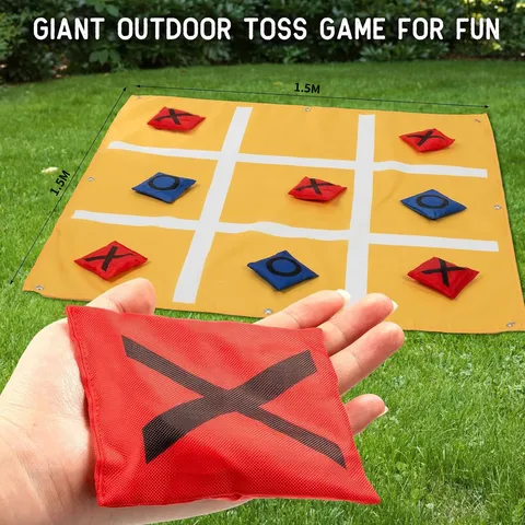Outdoor Bean Bag Throwing Game Set Giant Tic Tac Toe Lawn Game With Storage Bag And Toss Bean Bags For Family Kids Party