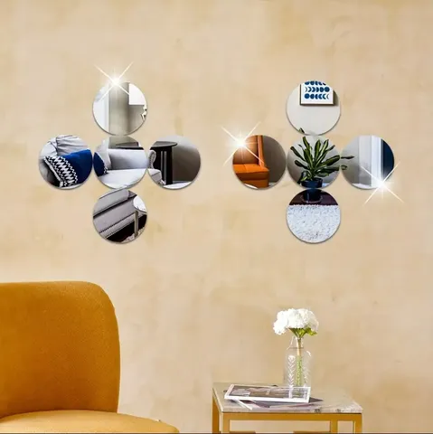 Adesivo Murale Specchio Acrilico Rotondo Autoadesivo Decalcomanie Specchio Disco Geometrico Per Soggiorno Camera Da Letto Bagno Decorazione
