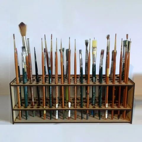 Hölzerner Pinselhalter Desktop Organizer Mehrloch Aufbewahrungsständer Für Malpinsel Büro Schule Zuhause