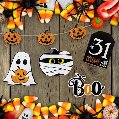 Halloween Wooden Tiered Tray Decor Pumpkin Ghost Wood Sign Set Festive Table Centerpiece Rustic Farmhouse Home Ornament