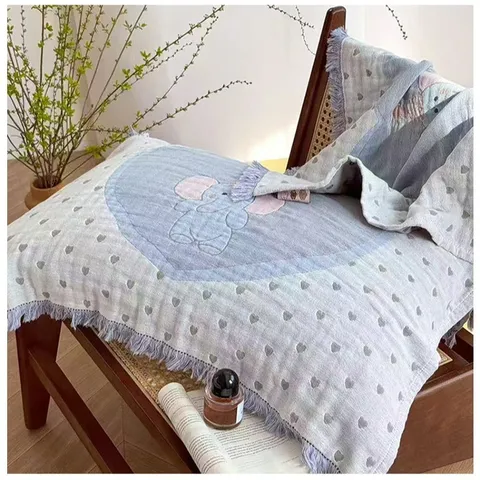 Paire de Serviettes d'Oreiller en Gaze de Coton à Quatre Couches Housse de Oreiller Souple Respirante pour Maison Chambre Literie