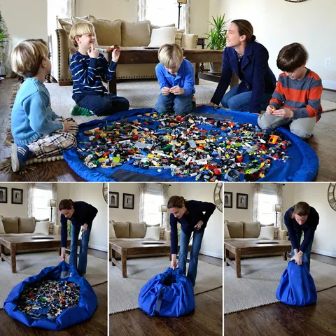 Borsa di Conservazione per Giocattoli in Tessuto Oxford Impermeabile Oversize Tappetino da Gioco Portatile per Spiaggia all'Aperto con Coulisse