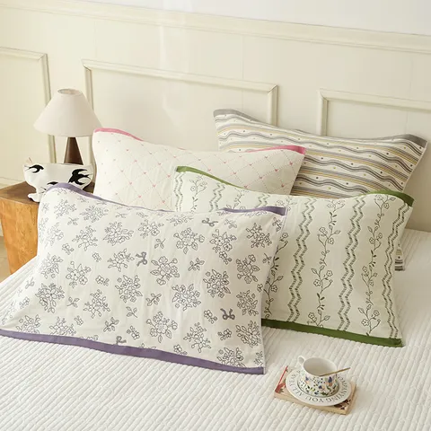 Soft Cotton Gauze Pillow Towel Breathable Sweat-Absorbing Pillow Cover Adult Household Pillow Protector Bedding Linens