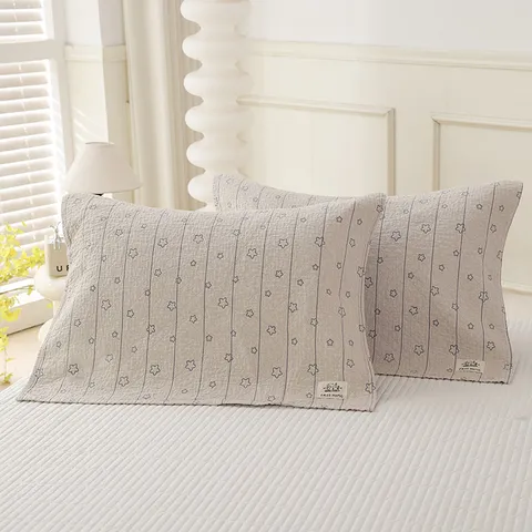 Pure Cotton Pillow Towel Cute Cartoon Print Soft Gauze Bedding Pillow Cover Household Pillow Protector For Home Bedroom